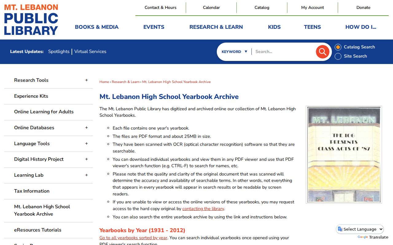 Mount Lebanon city directory companion high school yearbook archive