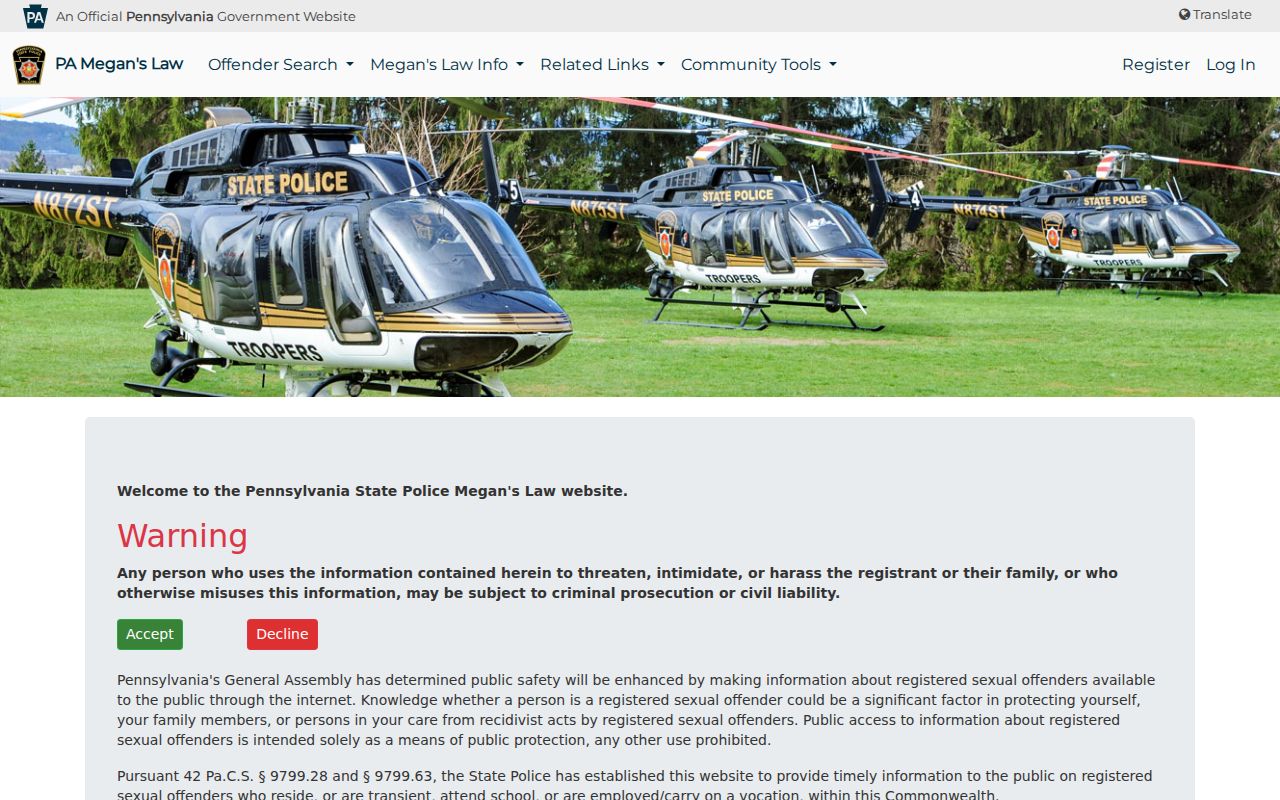Mount Lebanon residents directory public-safety record limits on Pennsylvania registry