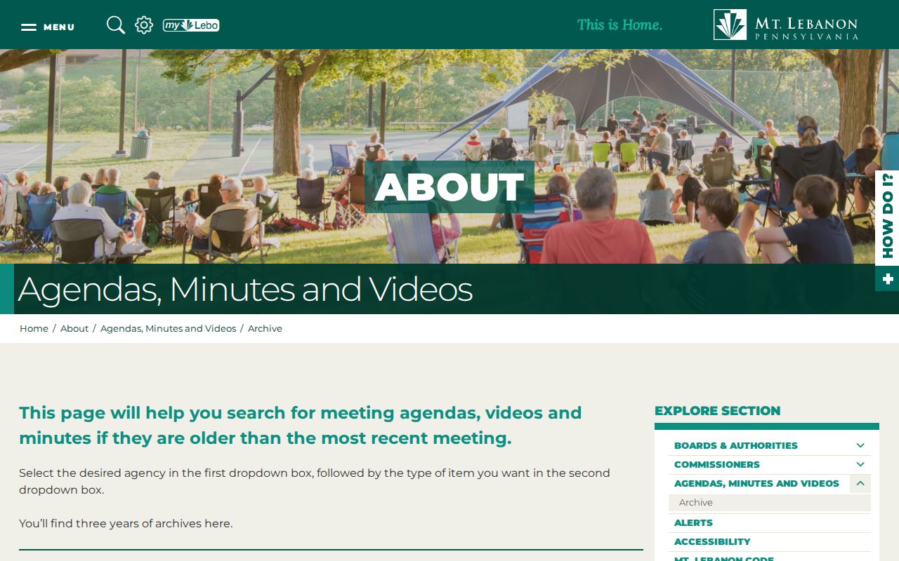 Mount Lebanon neighbors municipal agenda and minutes archive