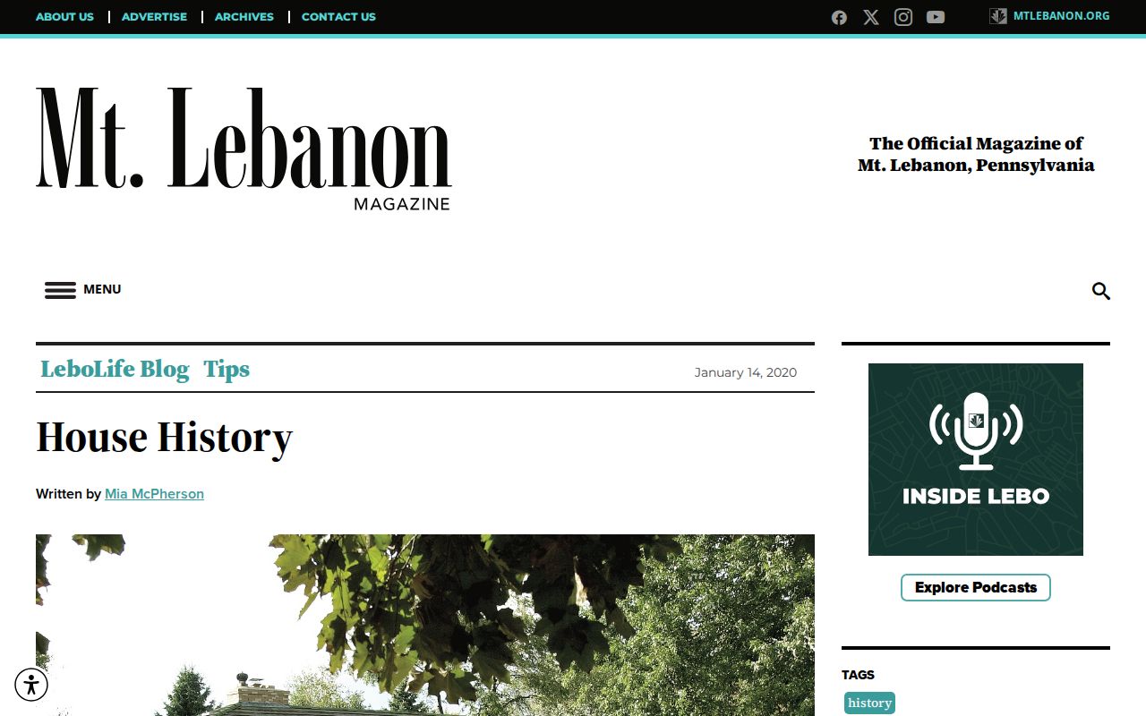 Mount Lebanon previous residents house history research source