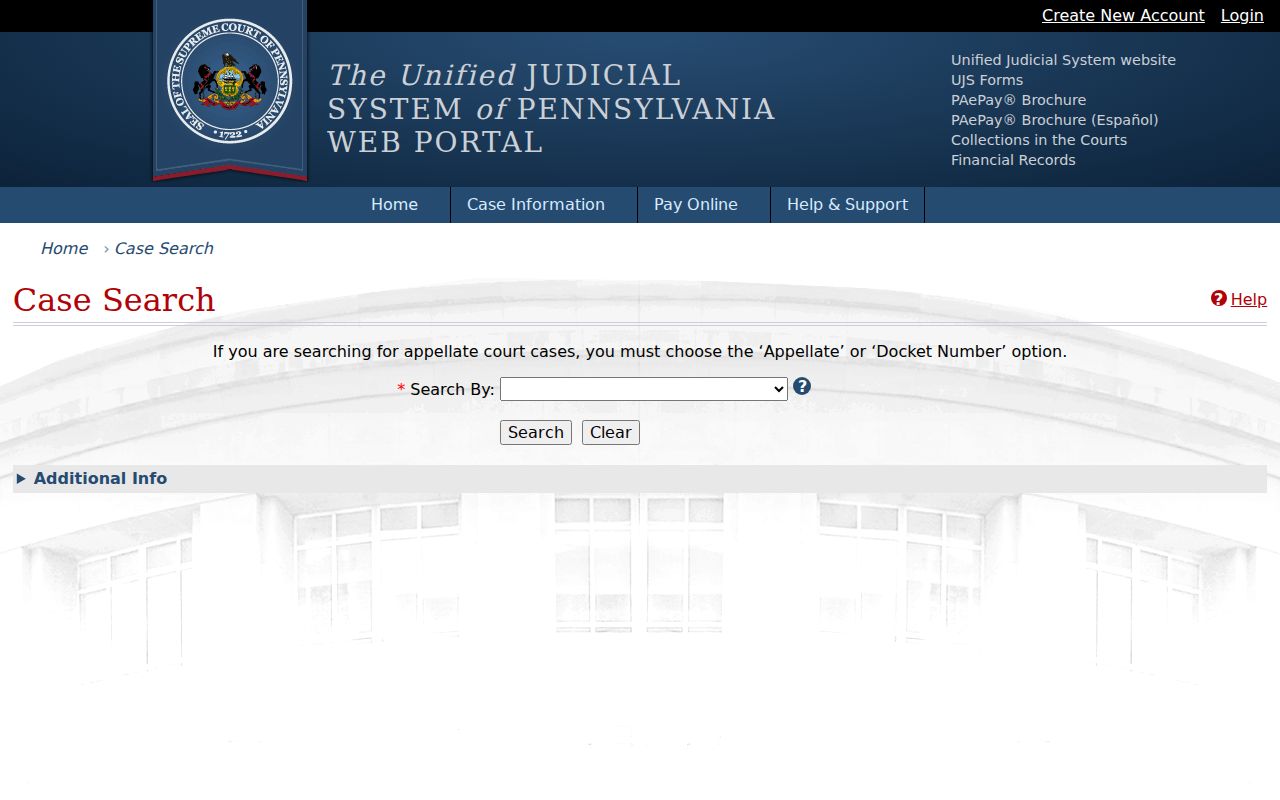 Mount Lebanon resident lookup using the Pennsylvania UJS public case search