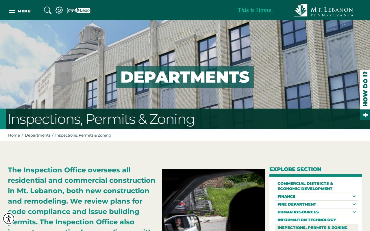 Mount Lebanon street directory permits and zoning office page